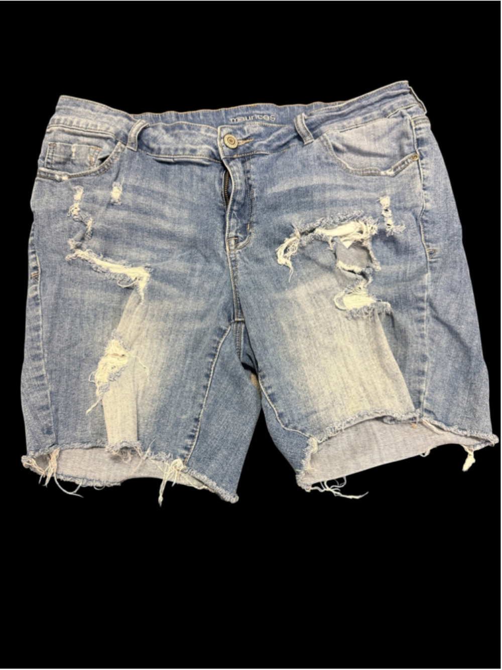 Women's Maurices Blue Distressed Jean Shorts Plus 16W